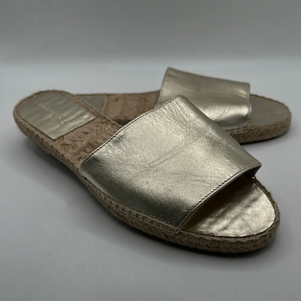 Mint & Rose Sz 11 Metallic Gold Slide Sandals Made‎ in Spain